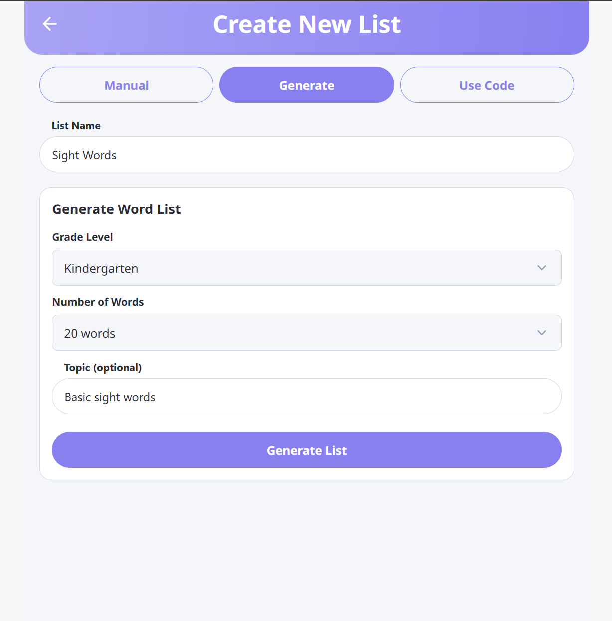 AI-powered list generation on iPad