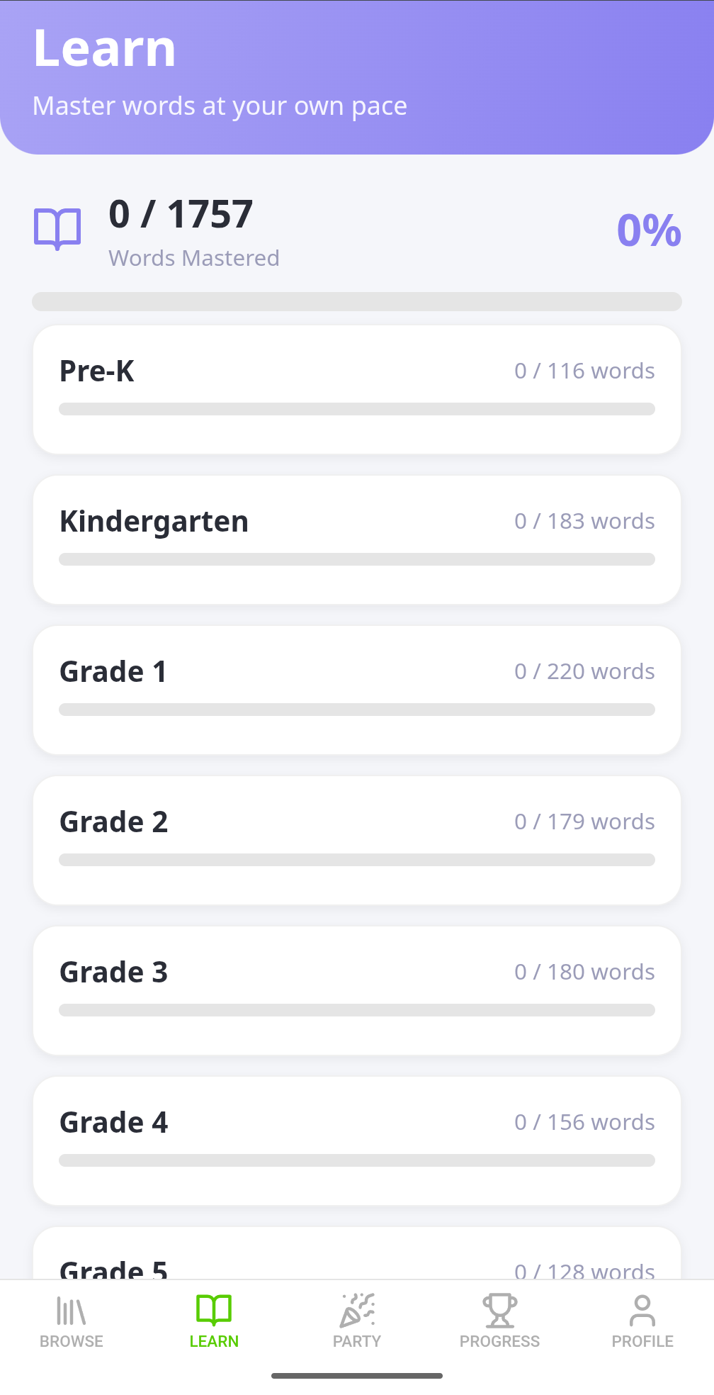 Grade-level word progressions for systematic practice